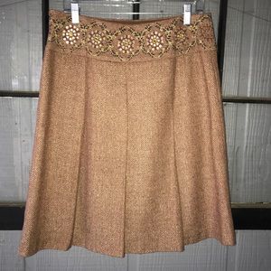 LOFT tweed skirt, embroidered waistband, ♻️ wool